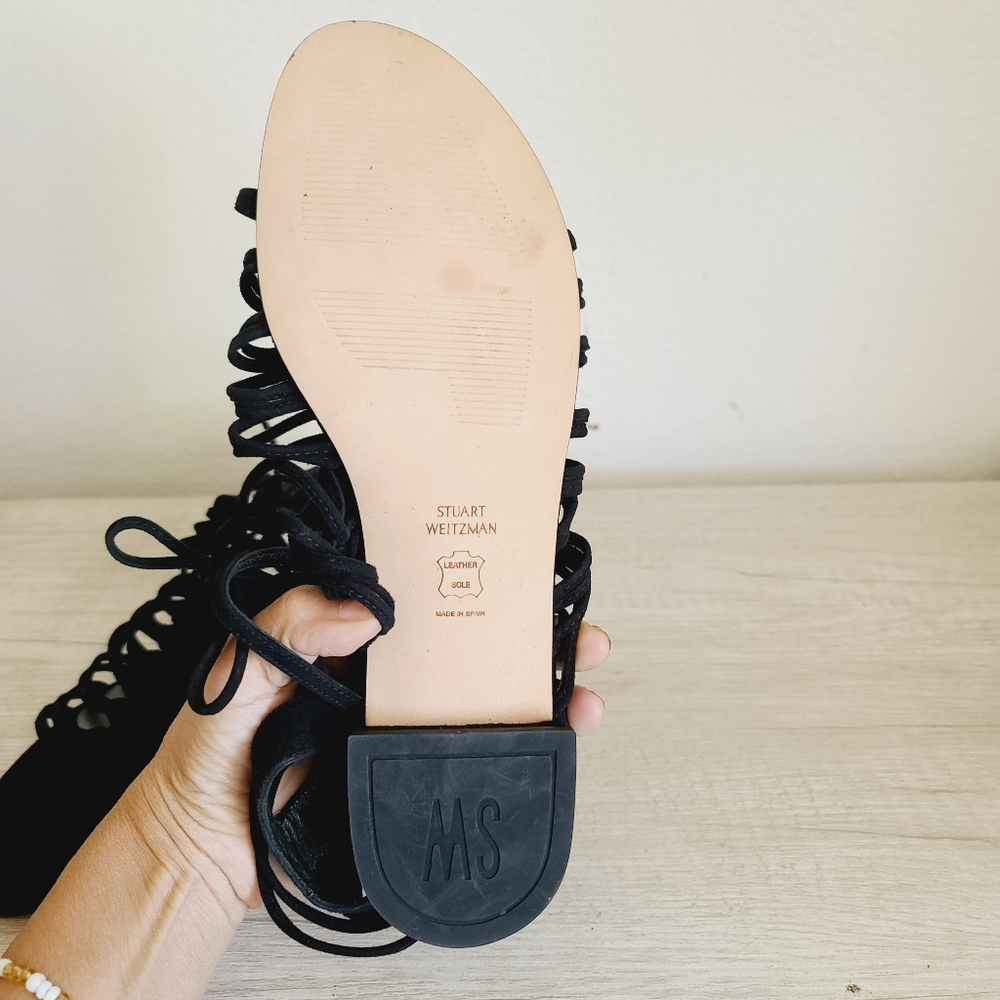 Stuart Weitzman Black Gladiator Sandals Size 9 - Picture 6 of 6
